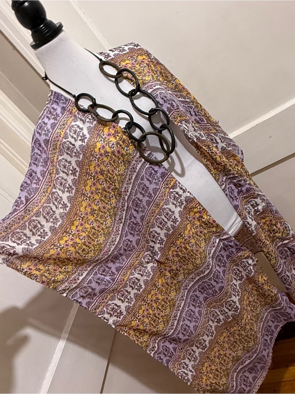 Floral Stripe Lavender & Mustard Lightweight Scarf Wrap